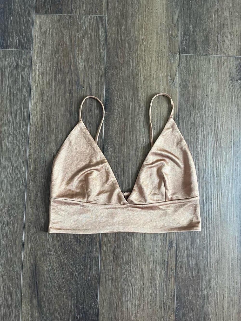 Zara Bronze Gold Satin Crop Top Bra